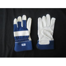 Cow Grain Leather Full Palm Blue Cotton Back Glove